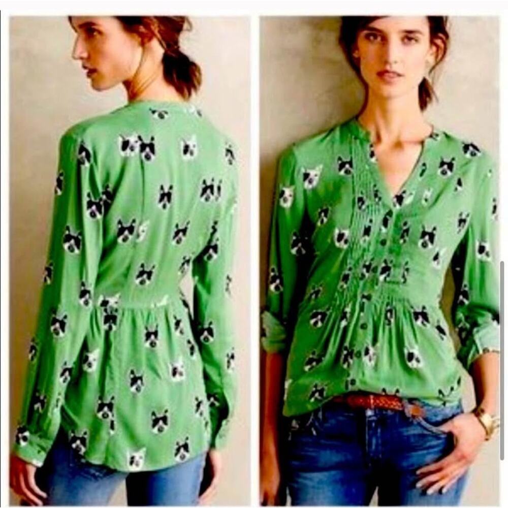 Maeve Anthropologie French Bulldog Button up - Picture 2 of 7